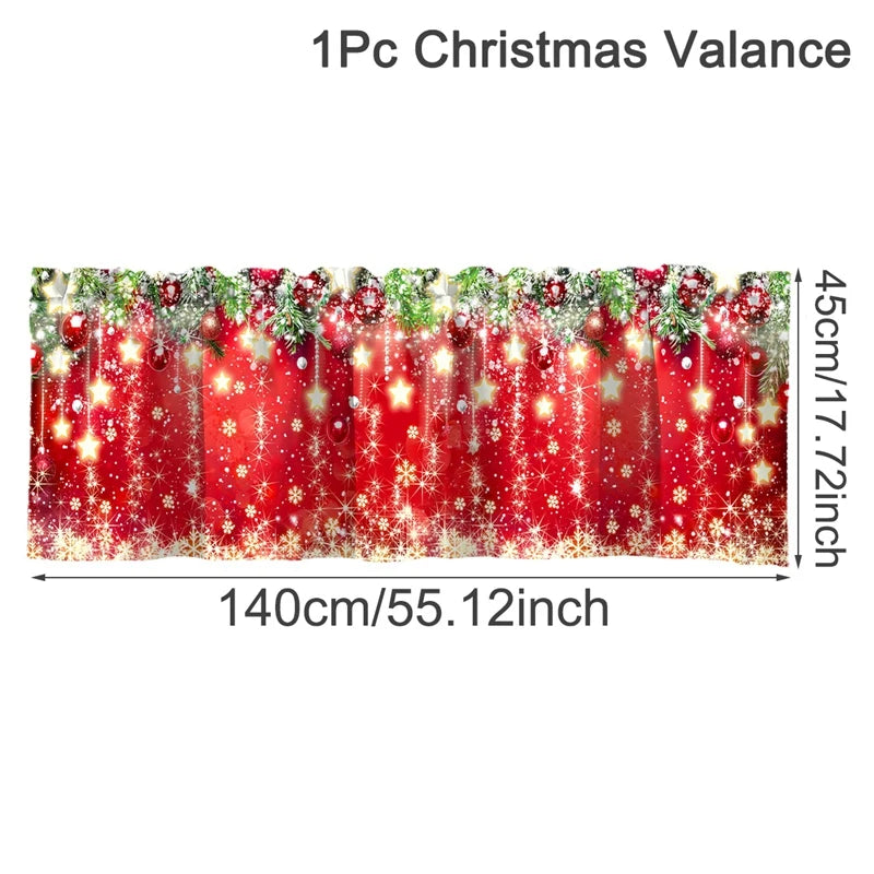 Christmas Short Curtains Valances Merry Christmas Decorations For Home 2025 Xmas Navidad Kitchen Bedroom Ornaments New Year 2026