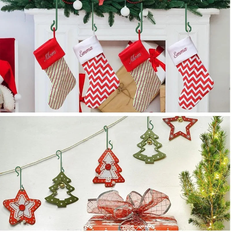 500/50Pcs Christmas Ornament Hanging Hooks Xmas Tree Pendant Hanger Bauble Ball S-Shaped Hook for New Year Home Party Decoration