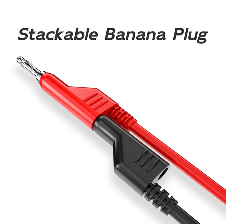 Cleqee P1036 2PCS Dual 4mm Stackable Banana Plug Multimeter Test Leads 1m/2m/3m Electrical Test Cables Red/Black 1000V 15A