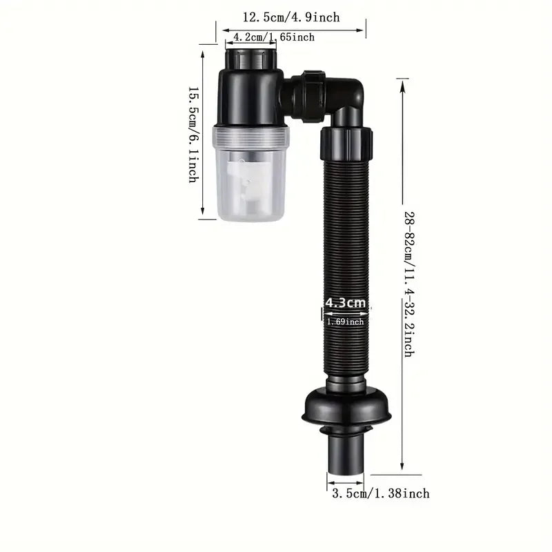 Universal Easy-Fit P-Trap: Leak-Proof, Expandable Sink Drain Set for Kitchen - Durable Plastic Design