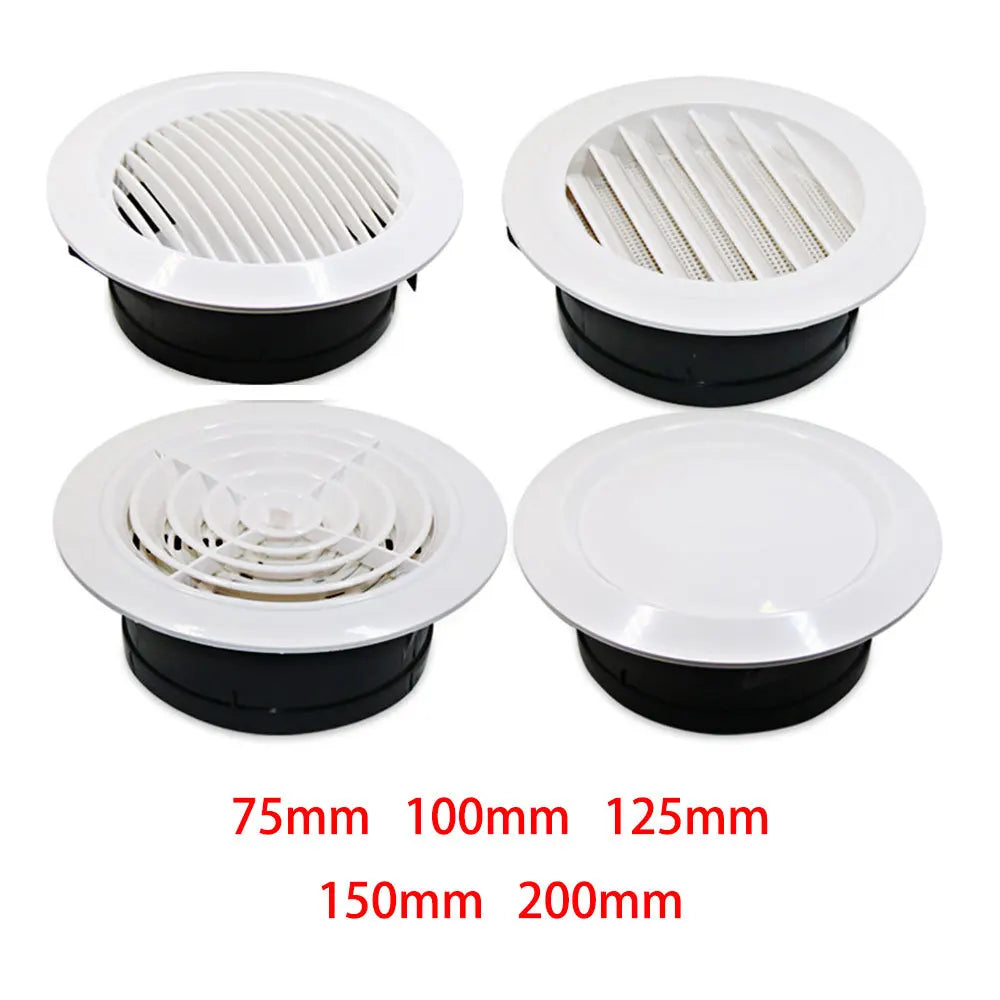 Air Vent Grill Round Air Ventilation Cover Ventilation Grille Kitchen Ducting Ceiling Wall Air Vent Grille 75 100 125 150 200MM