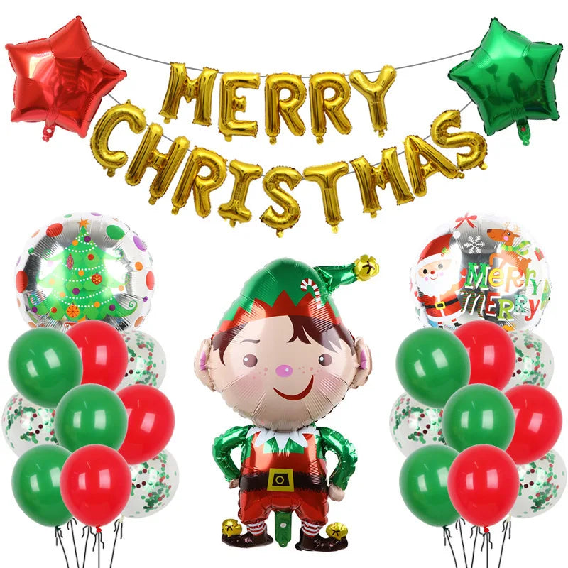 Christmas Decoration Balloons Santa Claus Snowman Aluminum Foil Letter Balloon Banner Merry Christmas Theme Party Decor Supplies