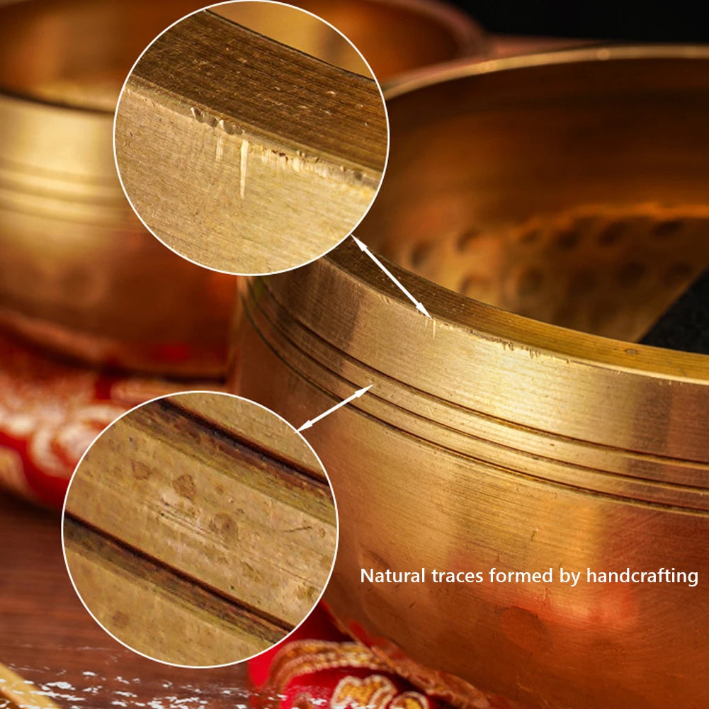Tibetan Singing Bowl Set Meditation Singing Bowl Yoga Meditation Chanting Bowl for Yoga Chakra Healing Mindfulness Stress Relief