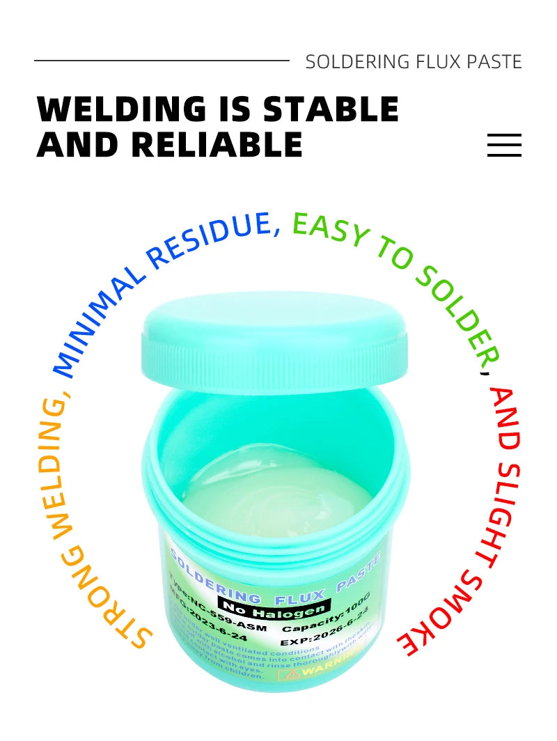 Paste 100% Original NC-559-100g ASM Flux for Soldering 100g No-clean Soldering Flux Tip Refresher Soldering Pcb Repair Welding