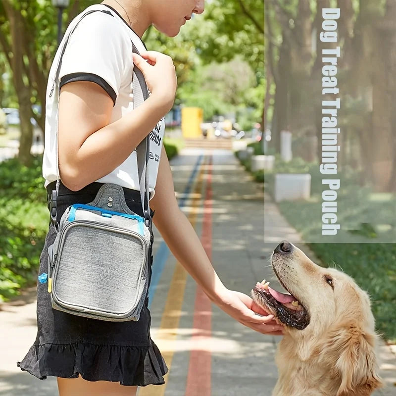 Dog Food Bag for Training Built-in Poop Bag Dispenser With Reflective Strip Double-Ended Belt