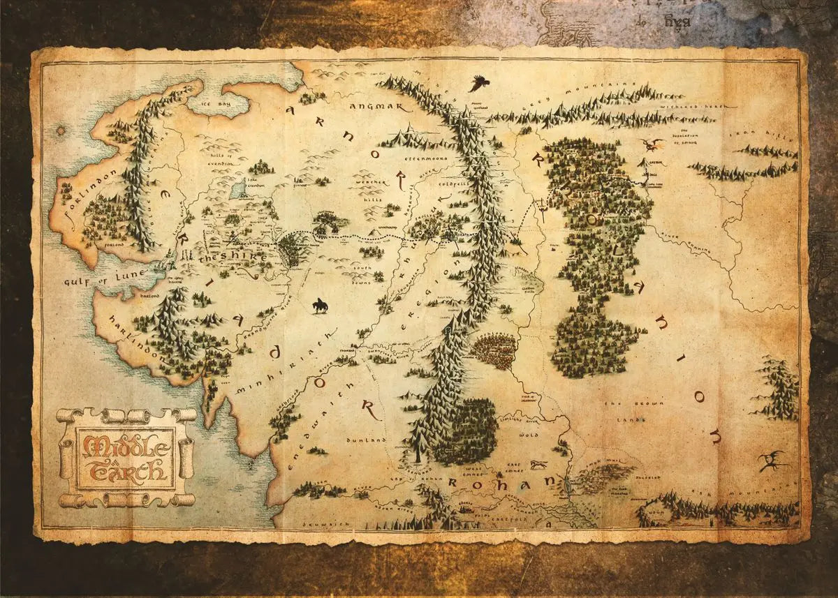 Vintage Middle-Earth Maps Map Canvas Painting Retro Middle-earth Map Canvas Abstract  Wall  Art  Picture Living Room  Art Decor