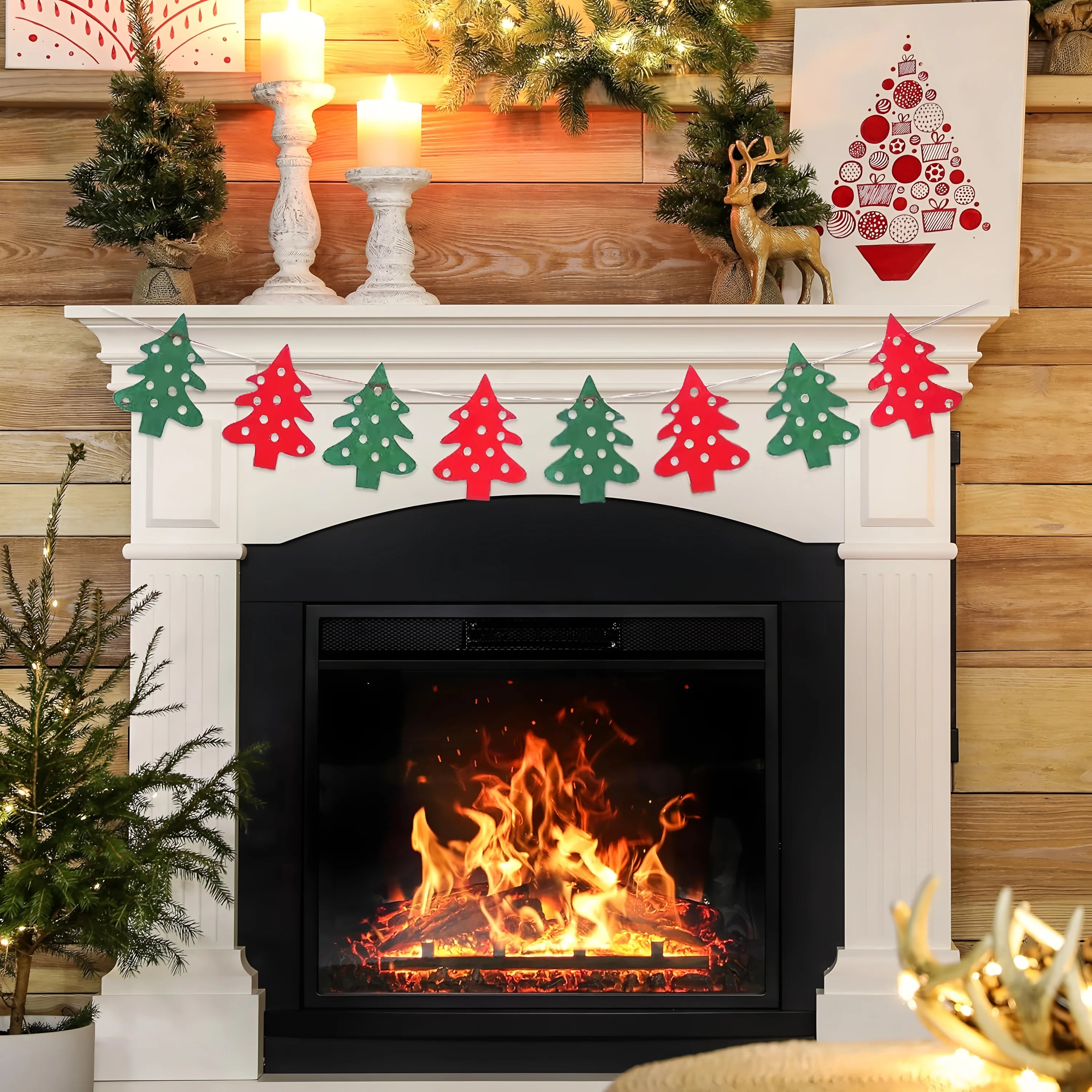 A set of Christmas decorations, flags, home decoration, holiday party supplies, 8 pieces of felt cloth, tree flags.