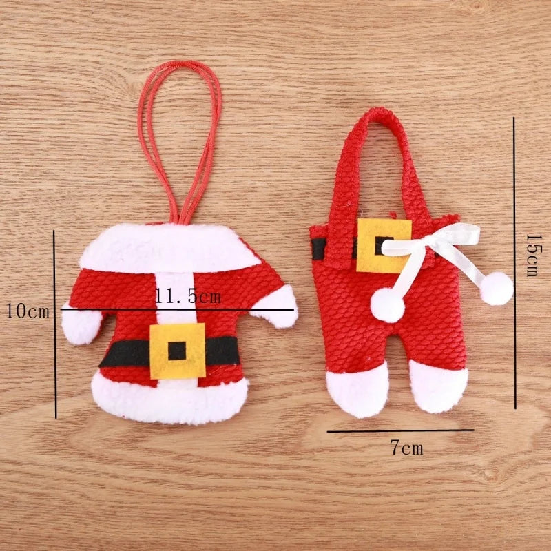 Pocket Christmas Cutlery Holder Santa Claus Knife Fork Christmas Tableware Wine Bottle Sleeves Cover Bag For Home Xmas Supplies