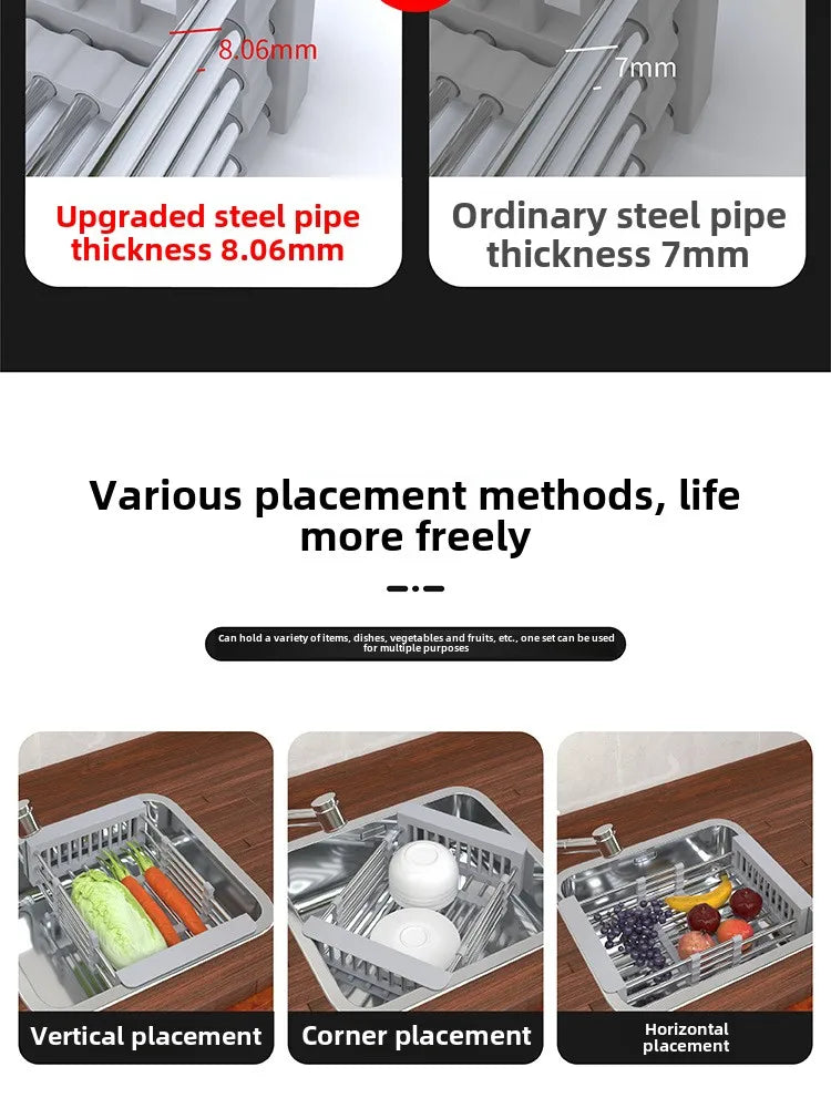 Kitchen sink retractable drainer sink drainer dish drainer basket Dish storage rack