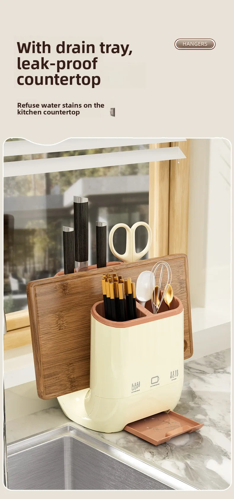 Kitchen Knife Holder, Storage Rack, Household Vegetable Board Storage Rack, Countertop Drain, Chopstick Holder, Cutting Board