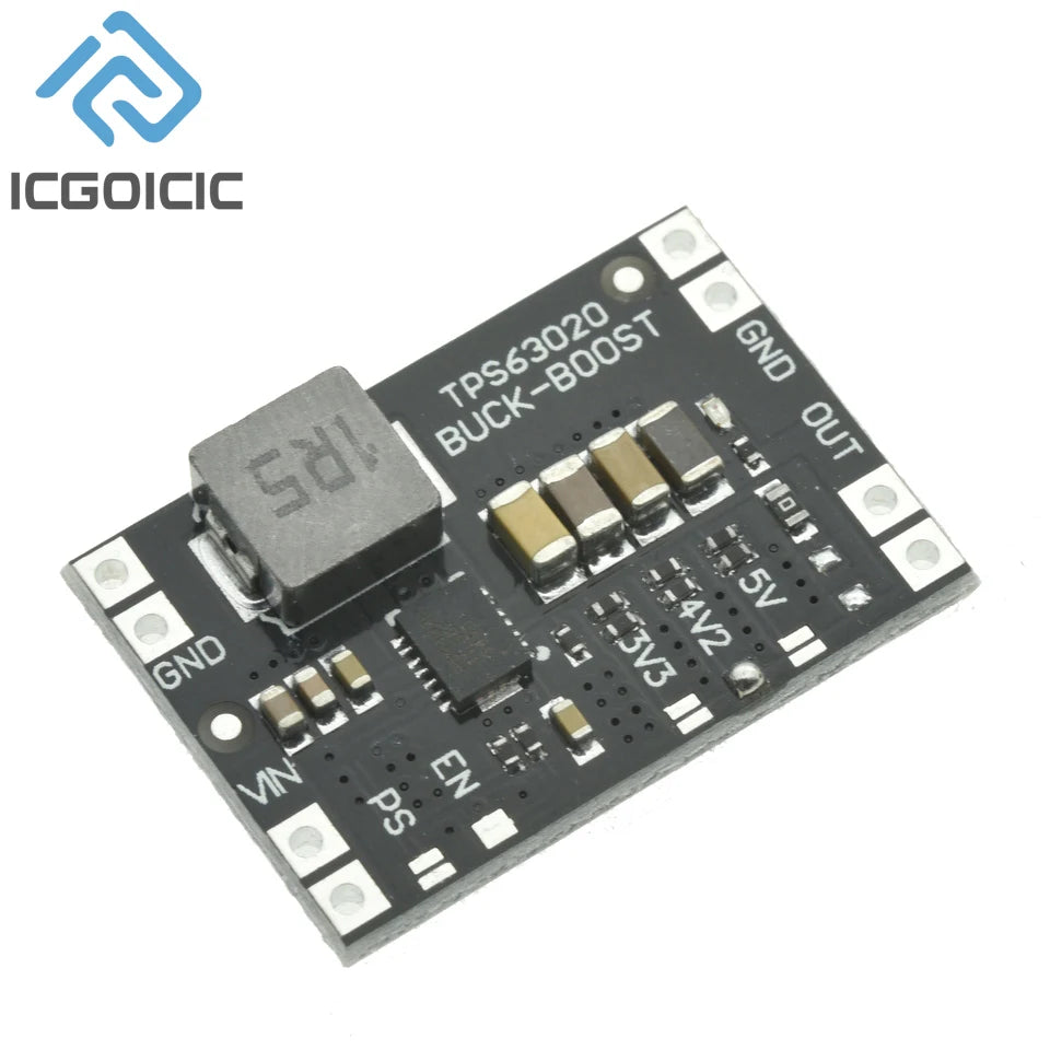 TPS63020 3.3V 4.2V 5V Lithium Battery Automatic Boost Buck Step Up Down Module XL63020 Microcontroller Power Low Ripple