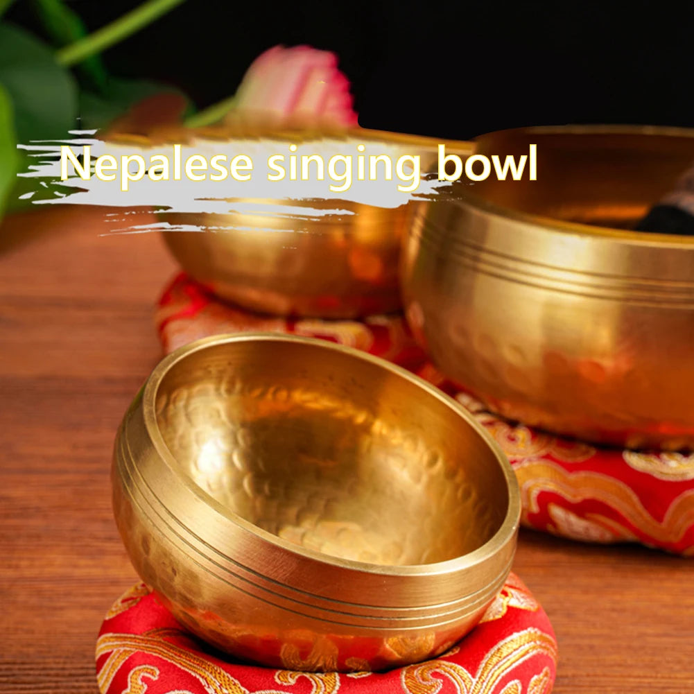 Tibetan Singing Bowl Set Meditation Singing Bowl Yoga Meditation Chanting Bowl for Yoga Chakra Healing Mindfulness Stress Relief