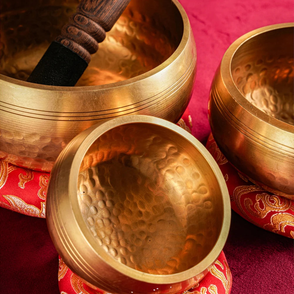 Tibetan Singing Bowl Set Meditation Singing Bowl Yoga Meditation Chanting Bowl for Yoga Chakra Healing Mindfulness Stress Relief