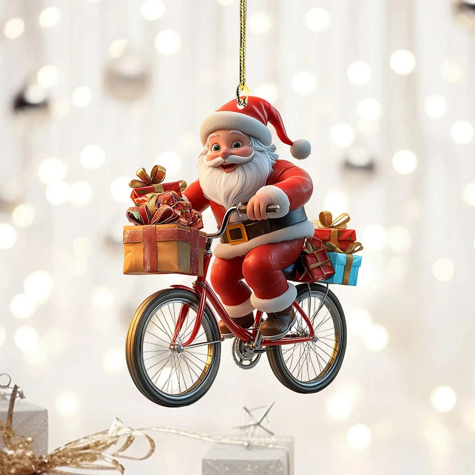 Christmas Tree Pendant Acrylic 2D Cartoon Santa Claus Snowman Festive Hanging Ornaments for Christmas Tree Decor Cute Cartoon