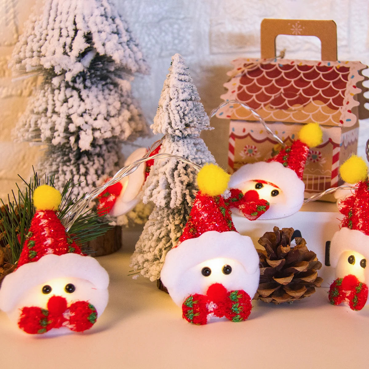 Christmas Snowman Felt Light String Red Hat Snowman 1.5m LED Light Decoration Christmas Decorations Navidad Noel New Year Decor