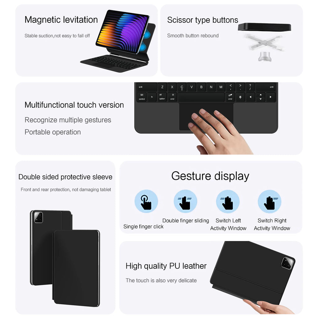 Magic Keyboard Folio For Xiaomi Pad 7 2024 Mi Pad 7 Pro 11.2" Tablet Smart Case Portuguese Spanish Korean French keyboard cover