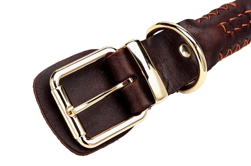 Dog Collar Leather eight-strand Braided Leather Collar for a dog Real Leather Collar big Braided large Dog Leather Collar