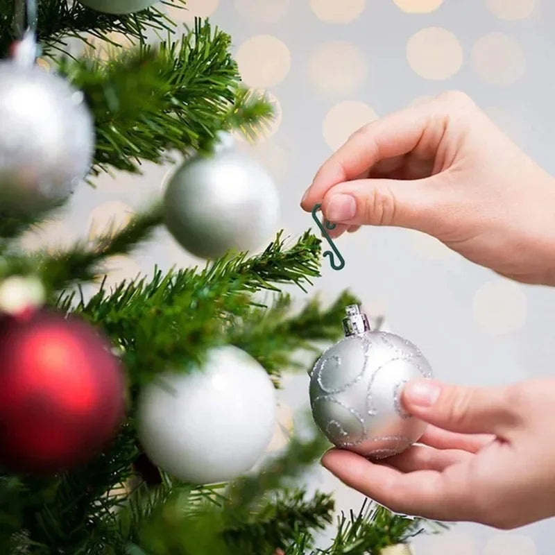 500/50Pcs Christmas Ornament Hanging Hooks Xmas Tree Pendant Hanger Bauble Ball S-Shaped Hook for New Year Home Party Decoration