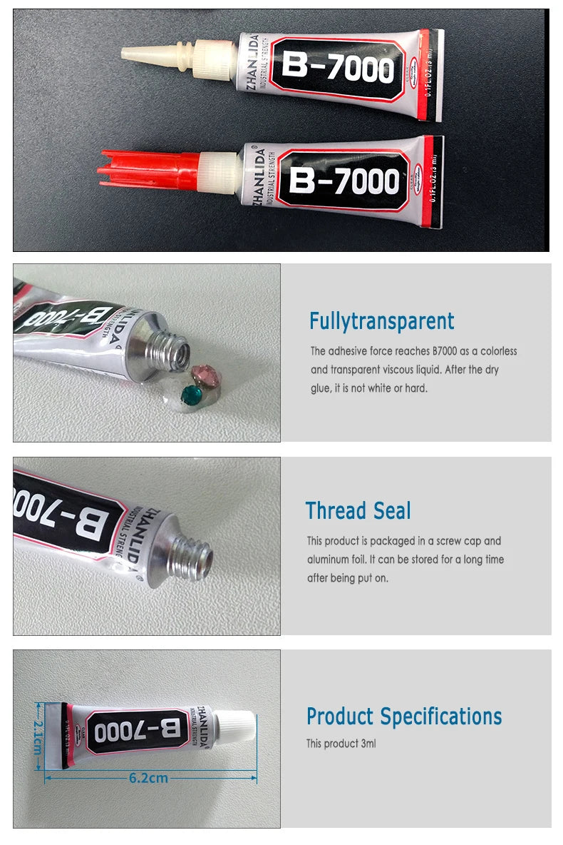 1/3Pcs B7000 Strength Glue Multipurpose Industrial Adhesive For Jewellery Crafts Crystal Display Jewelry Rhinestone Super Glue