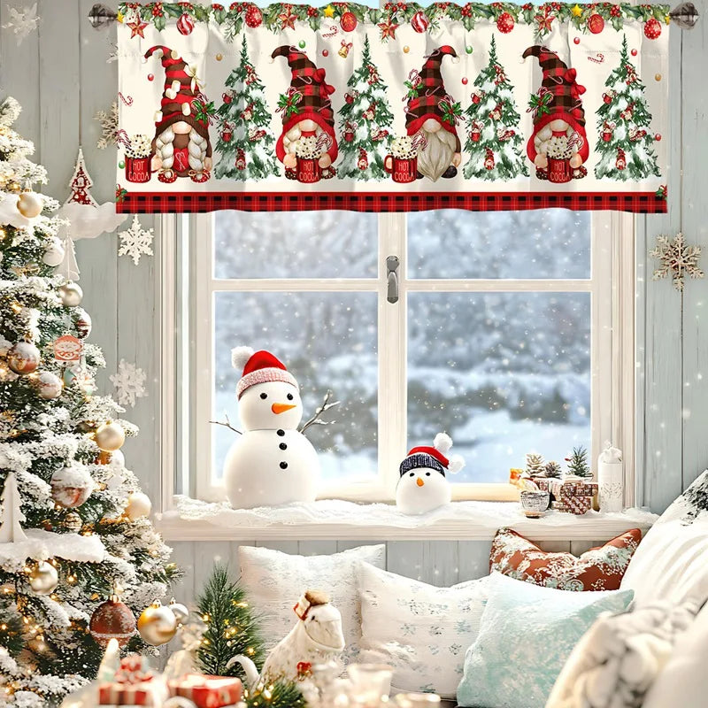 Christmas Short Curtains Valances Merry Christmas Decorations For Home 2025 Xmas Navidad Kitchen Bedroom Ornaments New Year 2026