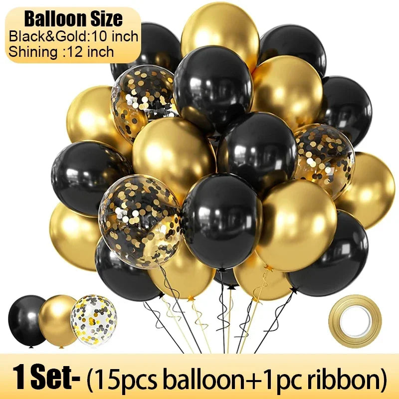 Wholesale Latex Balloons Shiny Sequin Black and Gold Inflatable Balloon for Wedding Party Birthday Christmas Home Decor Supplies