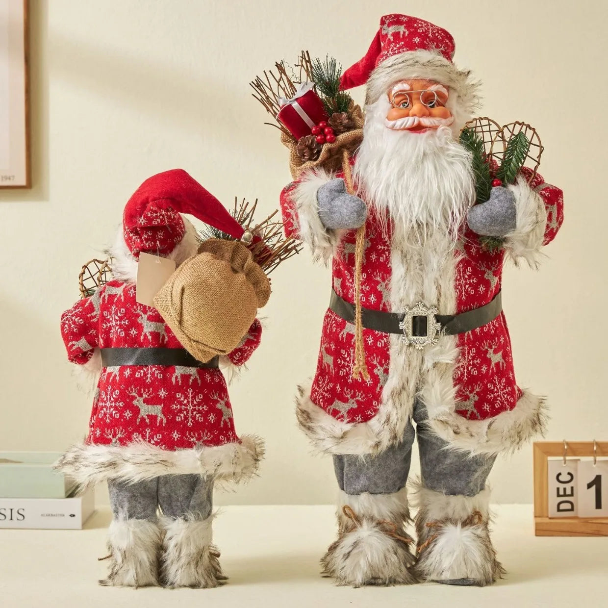 1pc Santa Claus Christmas Ornament - 12.6 inch Plastic Bird 3D Statue, Classic Holiday Decoration for Home and Kitchen, No Feath