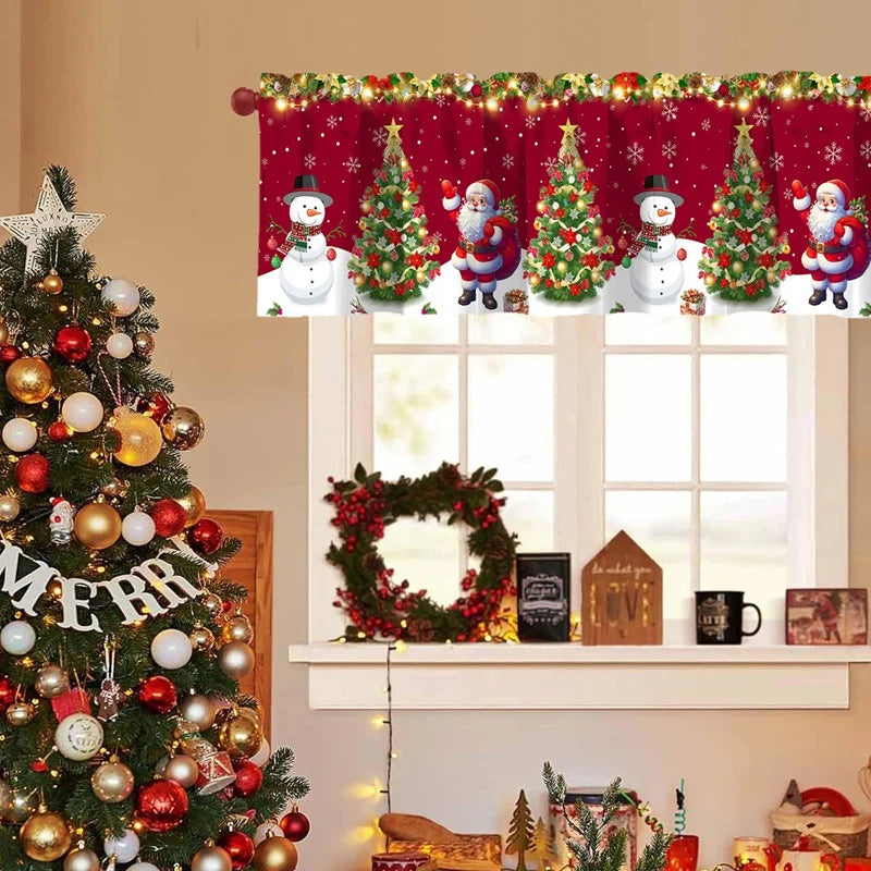 Christmas Short Curtains Valances Merry Christmas Decorations For Home 2025 Xmas Navidad Kitchen Bedroom Ornaments New Year 2026