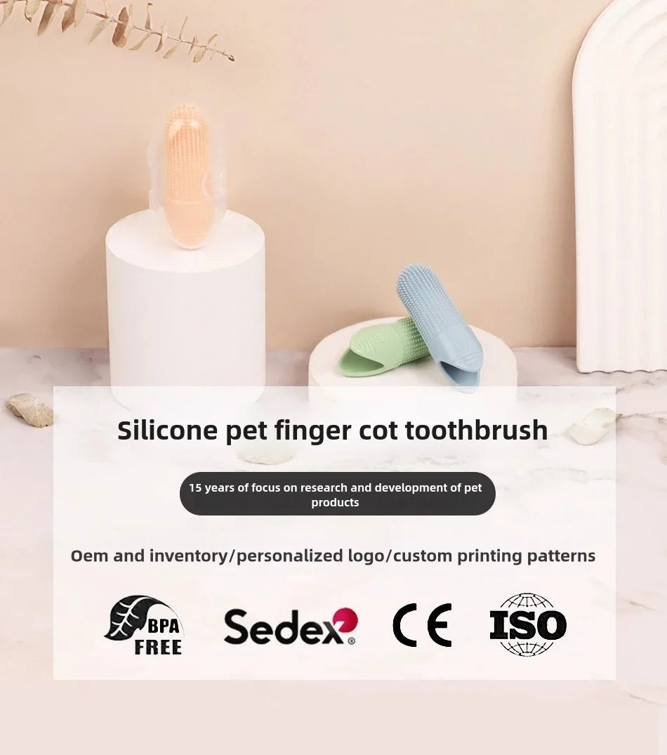 Dog Toothbrush, 360° Cleaning Finger Toothbrush for Dogs, Food Grade Silicone Dog Finger Toothbrush for Dogs & Cats Dental Care