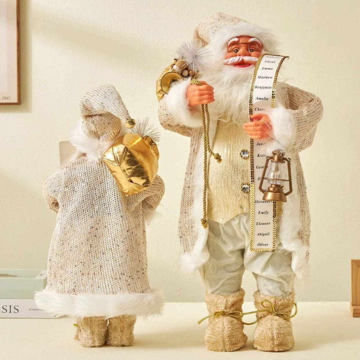 1pc Santa Claus Christmas Ornament - 12.6 inch Plastic Bird 3D Statue, Classic Holiday Decoration for Home and Kitchen, No Feath