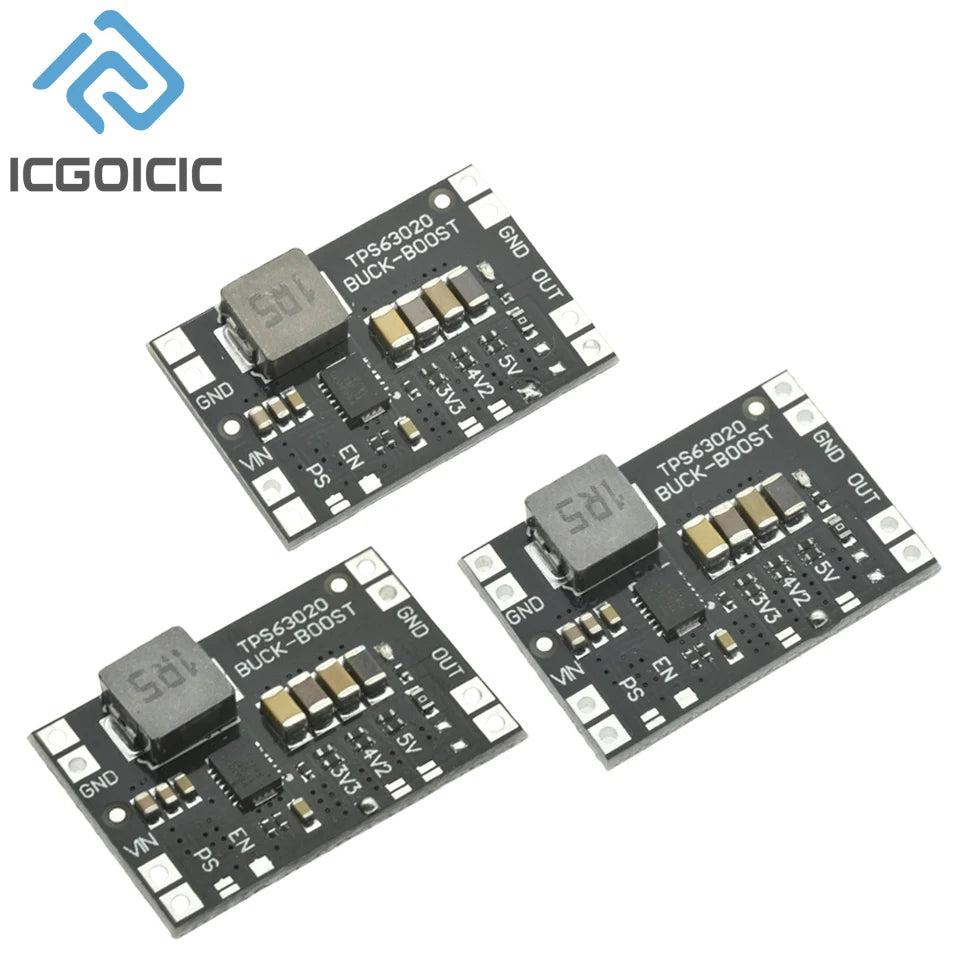 TPS63020 3.3V 4.2V 5V Lithium Battery Automatic Boost Buck Step Up Down Module XL63020 Microcontroller Power Low Ripple