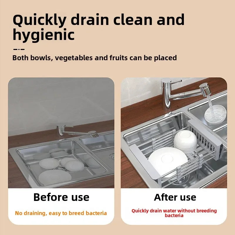 Kitchen sink retractable drainer sink drainer dish drainer basket Dish storage rack