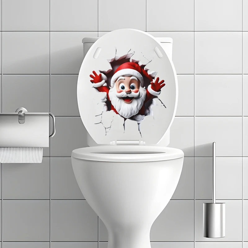 Christmas Toilet Sticker Merry Christmas Decoration for Home 2025 Pendant Xmas Sticker Ornament Navidad Natal New Year Gift 2026