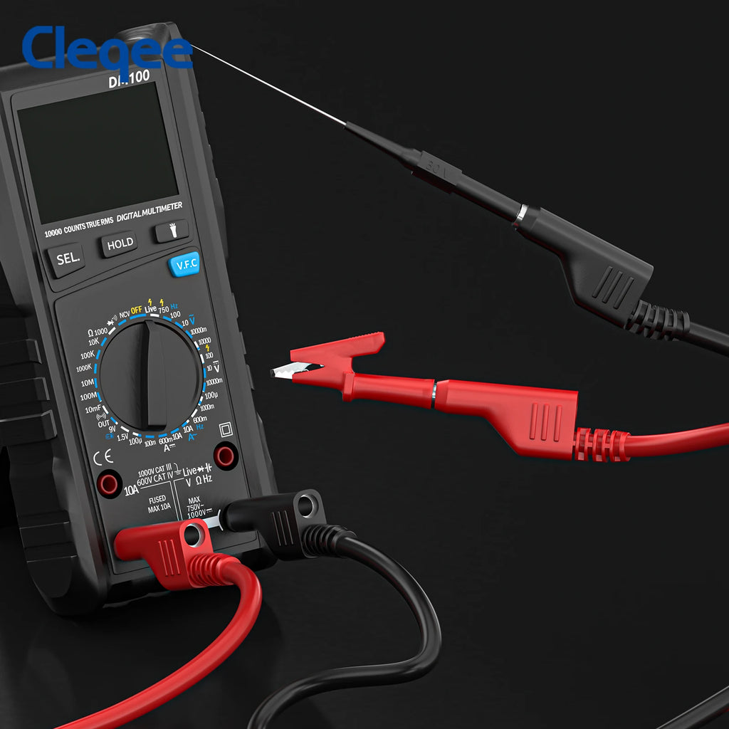 Cleqee P1036 2PCS Dual 4mm Stackable Banana Plug Multimeter Test Leads 1m/2m/3m Electrical Test Cables Red/Black 1000V 15A