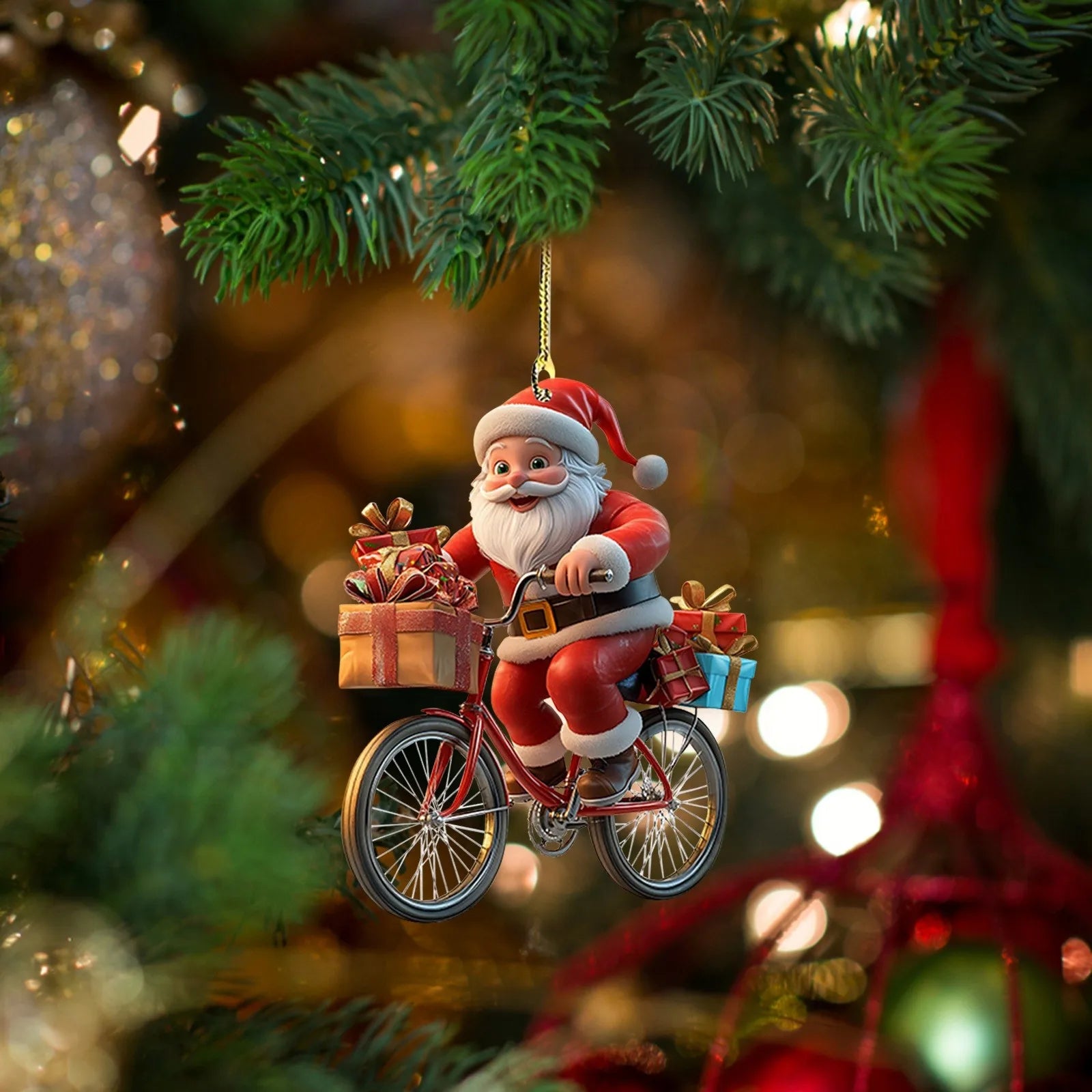 Christmas Tree Pendant Acrylic 2D Cartoon Santa Claus Snowman Festive Hanging Ornaments for Christmas Tree Decor Cute Cartoon