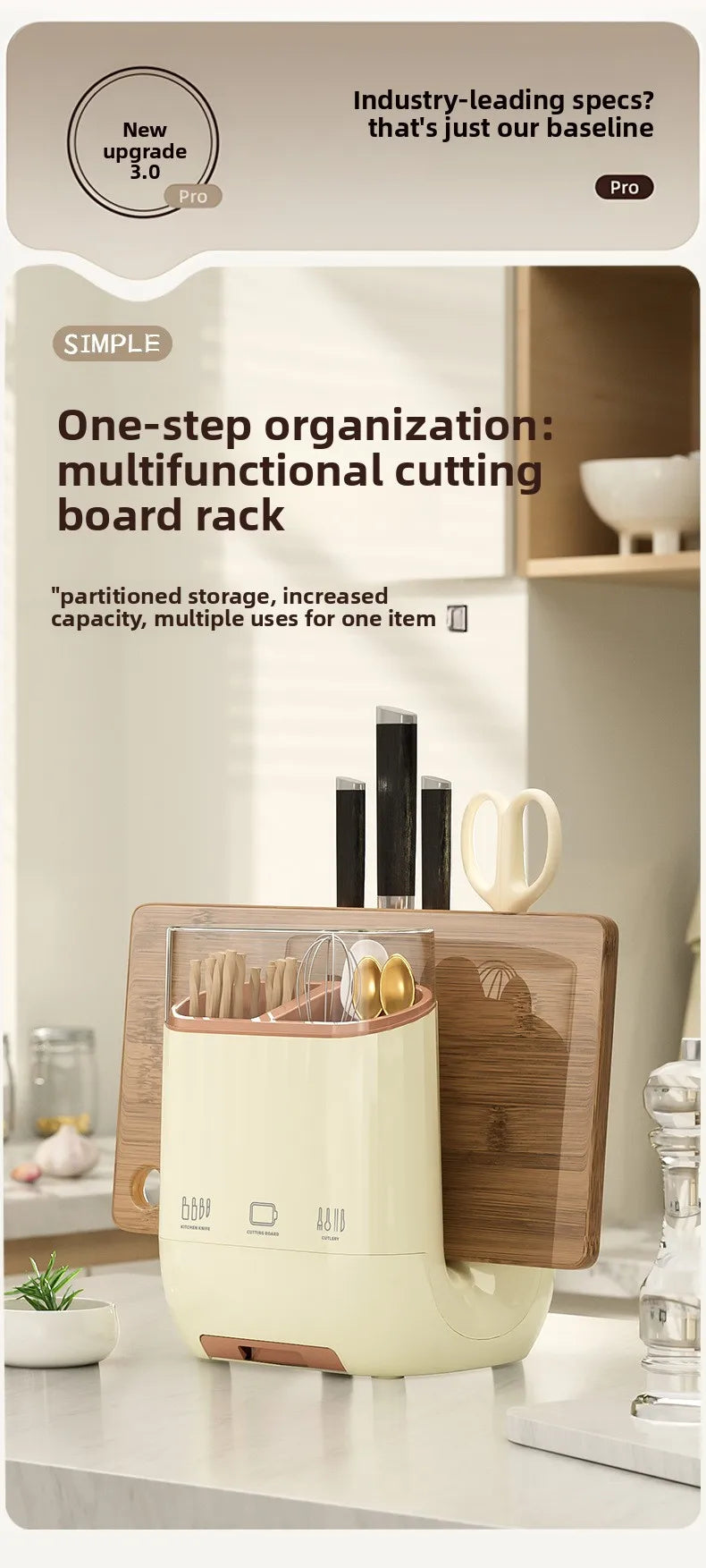 Kitchen Knife Holder, Storage Rack, Household Vegetable Board Storage Rack, Countertop Drain, Chopstick Holder, Cutting Board