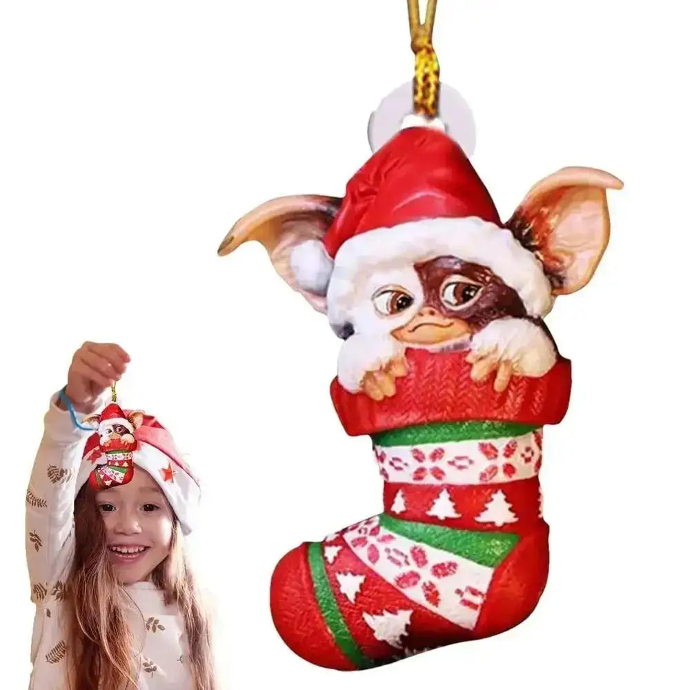 Xmas Gremlins Santa Hat Socks Dog Honeycomb Ball Christmas Tree Pendant Christmas Party Decorations Children Christmas Gift