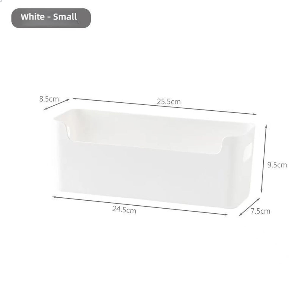 Minimalist White PP Wall-Mounted Storage Box - Self-Adhesive Cabinet Door Organizer for Kitchen, Space Saving Design (No Tools）