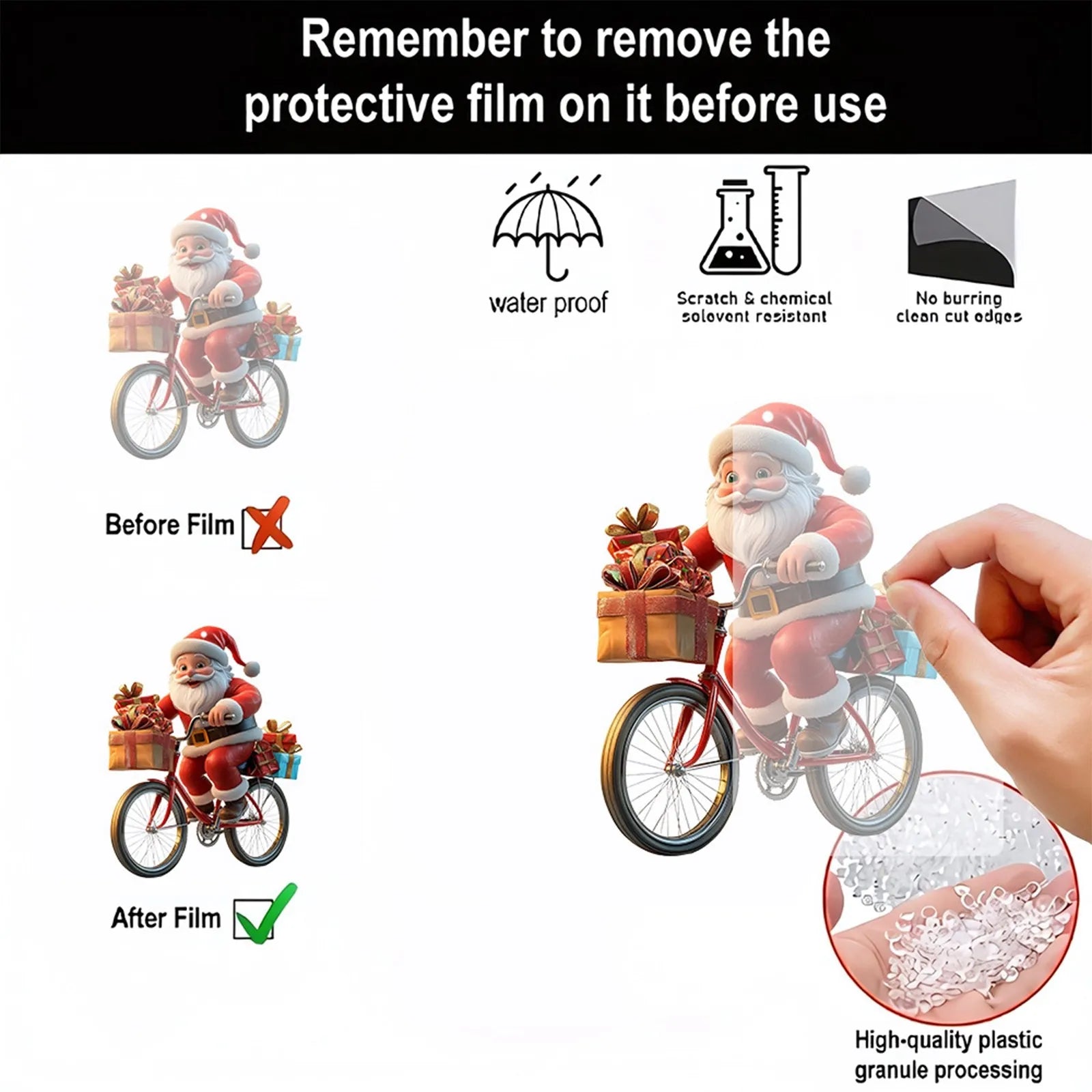 Christmas Tree Pendant Acrylic 2D Cartoon Santa Claus Snowman Festive Hanging Ornaments for Christmas Tree Decor Cute Cartoon