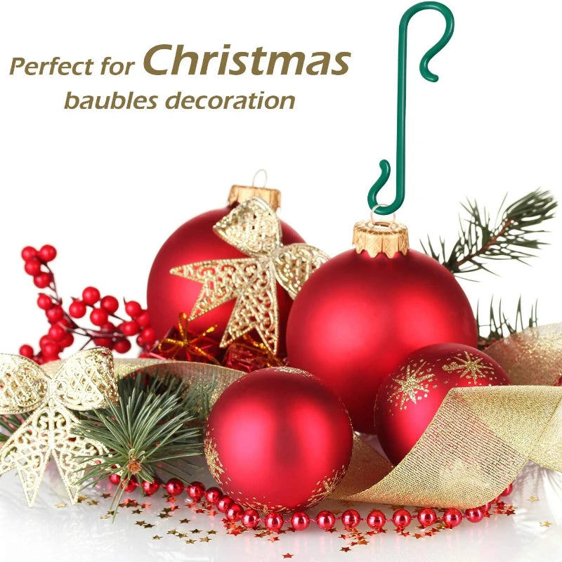 500/50Pcs Christmas Ornament Hanging Hooks Xmas Tree Pendant Hanger Bauble Ball S-Shaped Hook for New Year Home Party Decoration