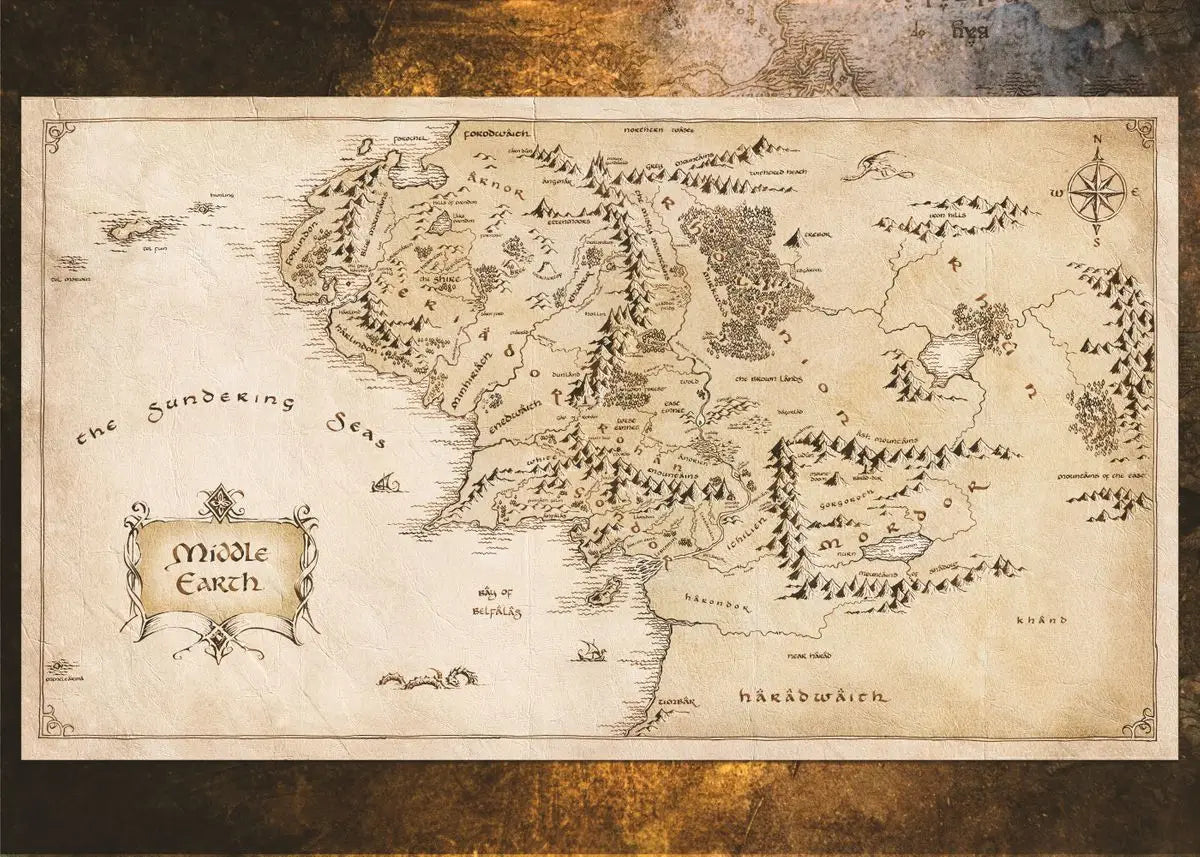 Vintage Middle-Earth Maps Map Canvas Painting Retro Middle-earth Map Canvas Abstract  Wall  Art  Picture Living Room  Art Decor